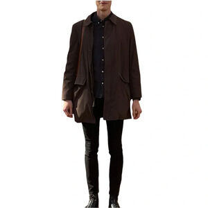 Vintage London Fog Brown Lined Trench  Coat with Collar Men’s Size Small